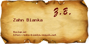 Zahn Bianka névjegykártya